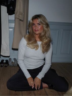 NEW NWT Djerf Avenue Daily Long Sleeve Top Ribbed Grey